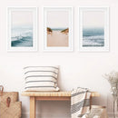 Modern Beach Set of 3 Posters. Sandy Beach, Waves, Surfers by Wall Art Set