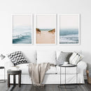 Modern Beach Set of 3 Posters. Sandy Beach, Waves, Surfers by Wall Art Set