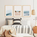 Modern Beach Set of 3 Posters. Sandy Beach, Waves, Surfers by Wall Art Set