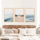 Modern Beach Set of 3 Posters. Sandy Beach, Waves, Surfers by Wall Art Set