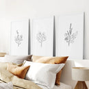 Flower Line Art Set of 3 Prints - Botanical Wall Décor by Wall Art Set