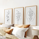 Minimal Flower Line Art: Black White Wall Art Set by Wall Art Set