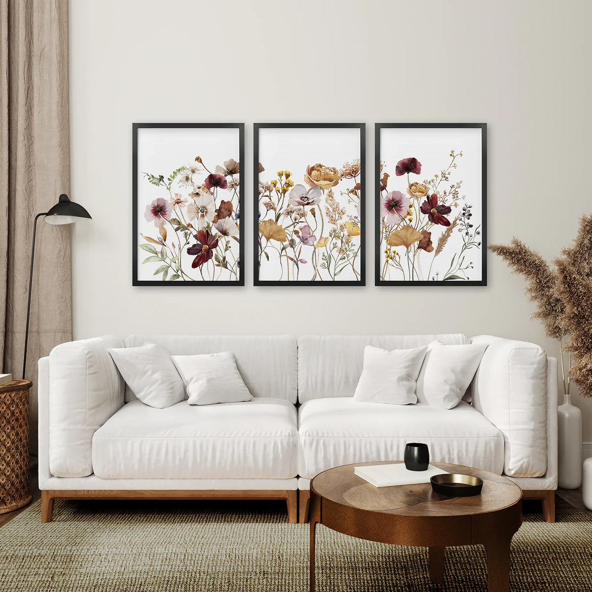 3 Piece Brown and Red Wildflower Wall Art Set, photo 6 of 9
