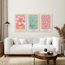 Flower Market Prints Set of 3 in Pink & Blue by Wall Art Set