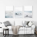 Navy Blue Surfing Wall Art. Set of 3 Prints by Wall Art Set
