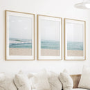 Beige Blue Minimalist Seashore Photo. 3 Piece Wall Art by Wall Art Set