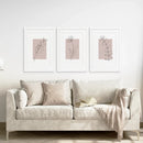 Blush Pink Botanical Line Art Print Set of 3 by Wall Art Set