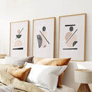 Mid-Century Modern Art Set: 3 Piece Geometric Abstract Prints by Wall Art Set