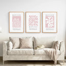 Set of 3 Matisse Abstract Cut Outs - La Gerbe Pink Wall Art by Wall Art Set