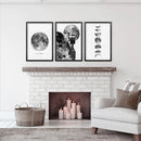 Modern Black White Moon Phases Wall Art Set of 3 by Wall Art Set