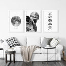 Modern Black White Moon Phases Wall Art Set of 3 by Wall Art Set