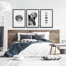 Modern Black White Moon Phases Wall Art Set of 3 by Wall Art Set