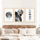 Modern Black White Moon Phases Wall Art Set of 3 by Wall Art Set