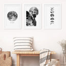 Modern Black White Moon Phases Wall Art Set of 3 by Wall Art Set