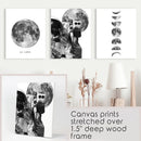 Modern Black White Moon Phases Wall Art Set of 3 by Wall Art Set