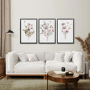 Set of 3 Beige and Purple Wildflower Posters by Wall Art Set
