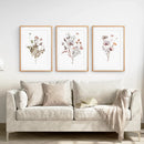 Set of 3 Beige and Purple Wildflower Posters by Wall Art Set