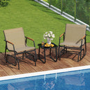3-Piece Outdoor Glider Bistro Set with Tempered Glass Top and Metal Frame-Coffee by LJGDeals