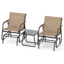 3-Piece Outdoor Glider Bistro Set with Tempered Glass Top and Metal Frame-Coffee by LJGDeals