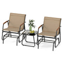 3-Piece Outdoor Glider Bistro Set with Tempered Glass Top and Metal Frame-Coffee by LJGDeals