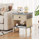 3-Tier Bedside Table Nightstand with Antique Grey Faux Marble Top-Grey by LJGDeals