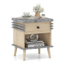 3-Tier Bedside Table Nightstand with Antique Grey Faux Marble Top-Grey by LJGDeals