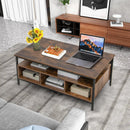 3-Tier Industrial Style Coffee Table with Storage and Heavy-duty Metal Frame-Coffee by LJGDeals