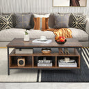 3-Tier Industrial Style Coffee Table with Storage and Heavy-duty Metal Frame-Coffee by LJGDeals
