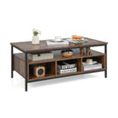 3-Tier Industrial Style Coffee Table with Storage and Heavy-duty Metal Frame-Coffee by LJGDeals