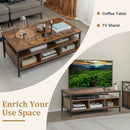 3-Tier Industrial Style Coffee Table with Storage and Heavy-duty Metal Frame-Coffee by LJGDeals
