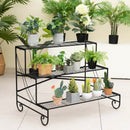 3-Tier Mental Plant Stand with Grid Shelf by LJGDeals