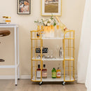3-Tier Metal Kitchen Storage Serving Cart Trolley with Marble Tabletop and Handles-Golden by LJGDeals