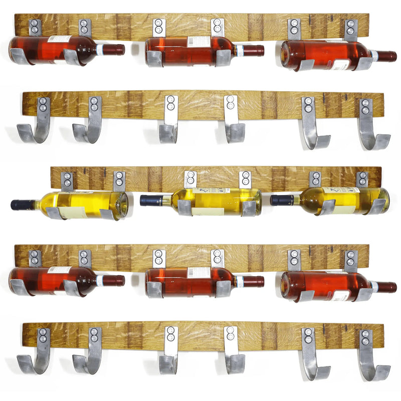 Wine Barrel Stave 3-Bottle Holder - Wall Mounted Wine Rack - Rustic Wine Barrel Wine Rack - Unique Wine Storage