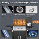 3 Hearth Propane Gas Grill, 355 Sq. Inch Cooking Area, Outdoor Camping Picnic, Black