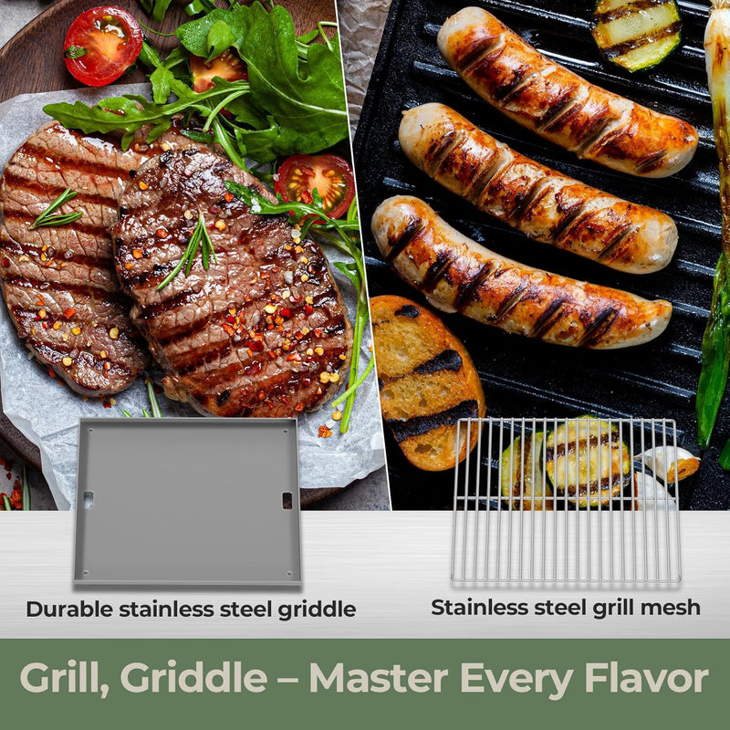 3-Burner Tabletop Portable Propane Gas Grill with Detachable Griddle,24,000 BTU Compact Outdoor BBQ TG0130K