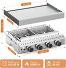 3 Burners Portable Propane Griddle，25 inch Stainless Steel Gas Grill，24,000 BTU Table Top Grill TG0130C