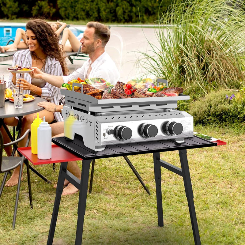 3 Burners Portable Propane Griddle，25 inch Stainless Steel Gas Grill，24,000 BTU Table Top Grill TG0130C
