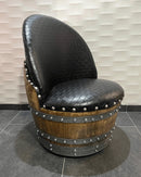 Whiskey & Wine Barrel Steel-Leg Table Set — 3 Chairs, Modern Build