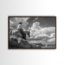 Old Cowboy's Last Ride, Framed Canvas Print, Metal Art, Boho Farmhouse Decor, Country Western Art, Black and White Photography Print