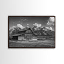 Old Barn Wall Art, Framed Canvas Print or Metal Art, Rustic Homestead Framed Canvas Art, Vintage Old Barn Black and White Wall Art