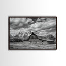 Old Barn Wall Art, Framed Canvas Print or Metal Art, Rustic Homestead Framed Canvas Art, Vintage Old Barn Black and White Wall Art