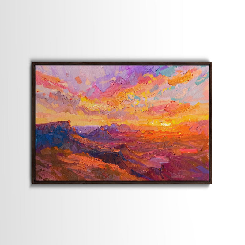 Arizona Desert Sunset Art Print - Framed Canvas Metal or Oil Painting - Southwestern Decor