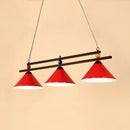 GobekUsa 3-Head Conical Metallic Billiard Light - Indoor Island Lighting Fixture in Black/Red/Blue