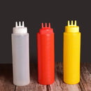 3-hole multi-color squeeze bottle condiment dispenser kitchen set by Decorbites
