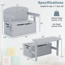 3-in-1 Kids Convertible Storage Bench Wood Activity Table and Chair Set by LJGDeals