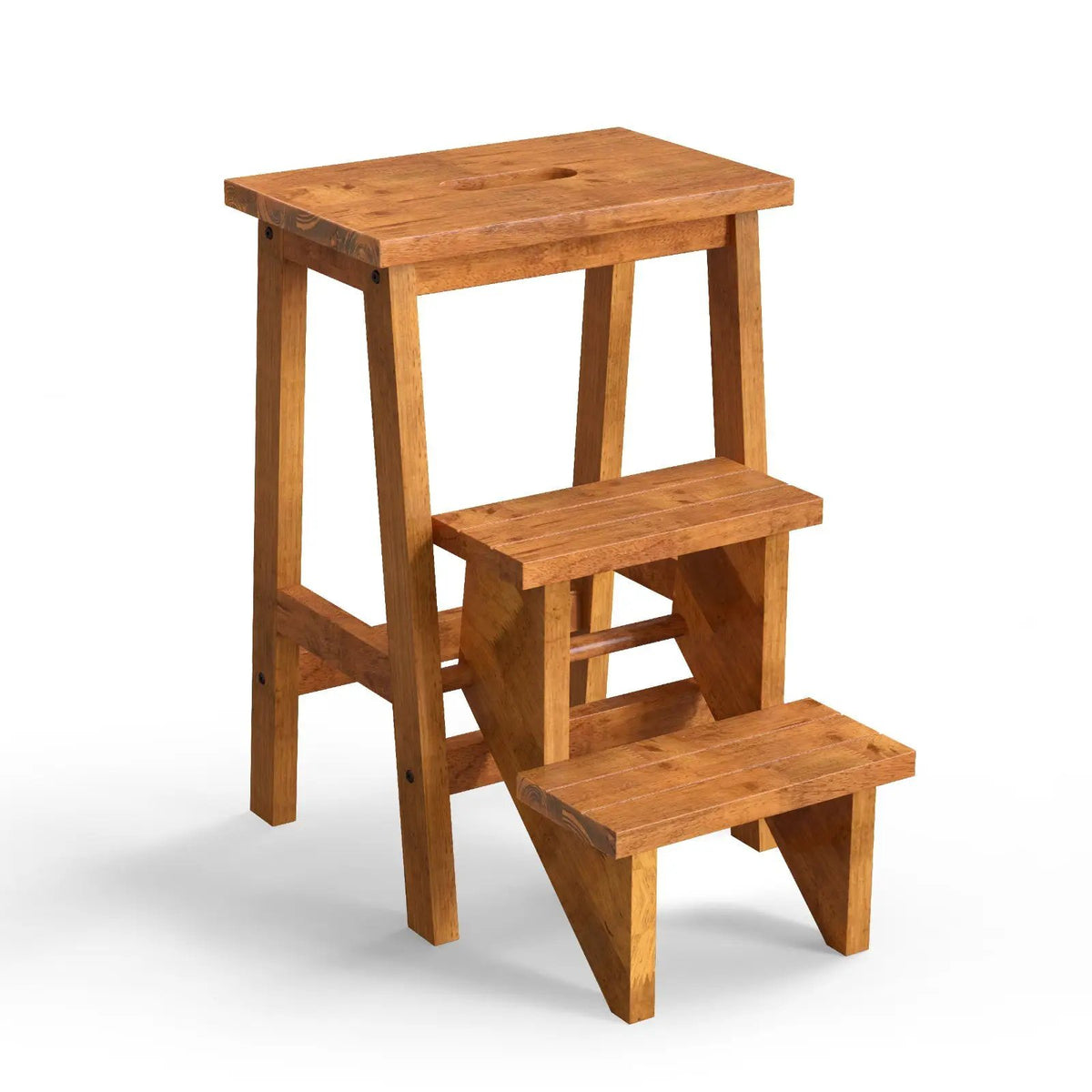 3-in-1 Rubber Wood Step Stool with Convenient Handle, photo 2 of 10