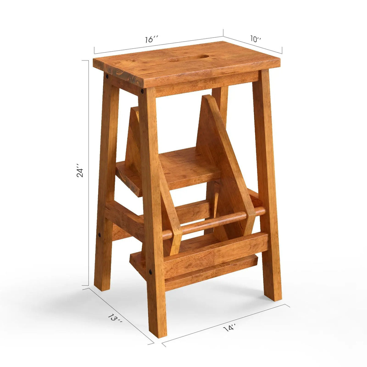 3-in-1 Rubber Wood Step Stool with Convenient Handle, photo 5 of 10
