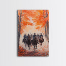 The Posse in Autumn, Wild West Decor, Framed Canvas Print, Manly Wall Art