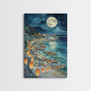 Japanese Paper Lamps Framed Canvas Print, Isamu Noguchi Akari Latern Festival, Christmas Decor