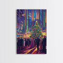 Elegant Christmas Ball Scene with Large Decorated Tree and Holiday Party, Perfect for Framed Canvas Print and Christmas Wall Art